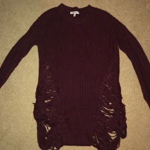 Women’s Maroon ripped sweater